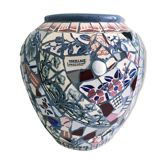 Vase mosaic earthenware ceramics vintage creation