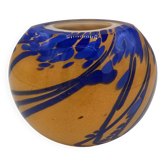 La rochère – round vase in orange and blue glass, circa 1970 – h. 13 cm