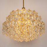 Chandelier, brass and crystal glass by Kinkeldey, Germany, 1970s.