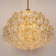 Chandelier, brass and crystal glass by Kinkeldey, Germany, 1970s.