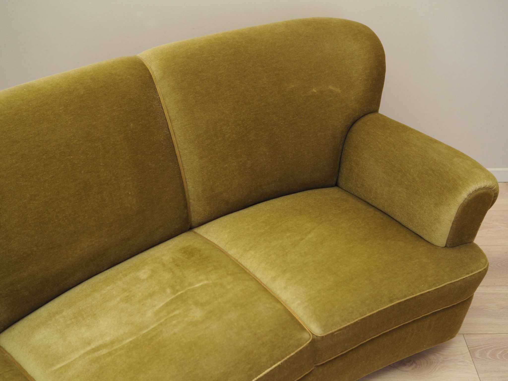 Green velour sofa, Danish design, 1960s, production: Denmark