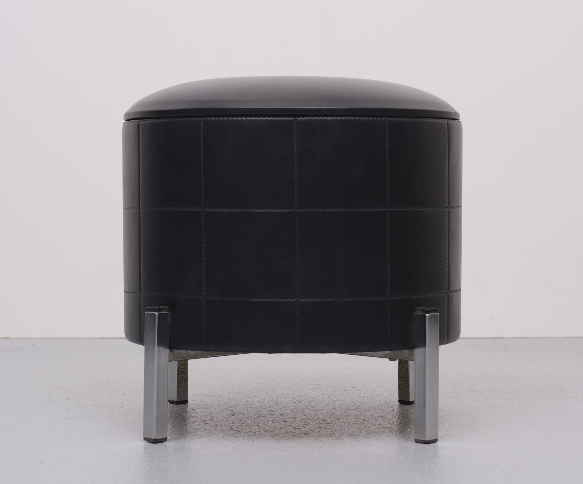 Black Faux Leather Sewing Stool, 1960s