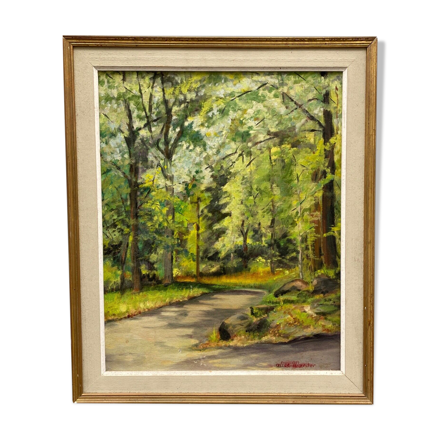 Huile sur carton par alice warder xxe sous bois