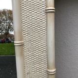 Large rattan and white bamboo mirror