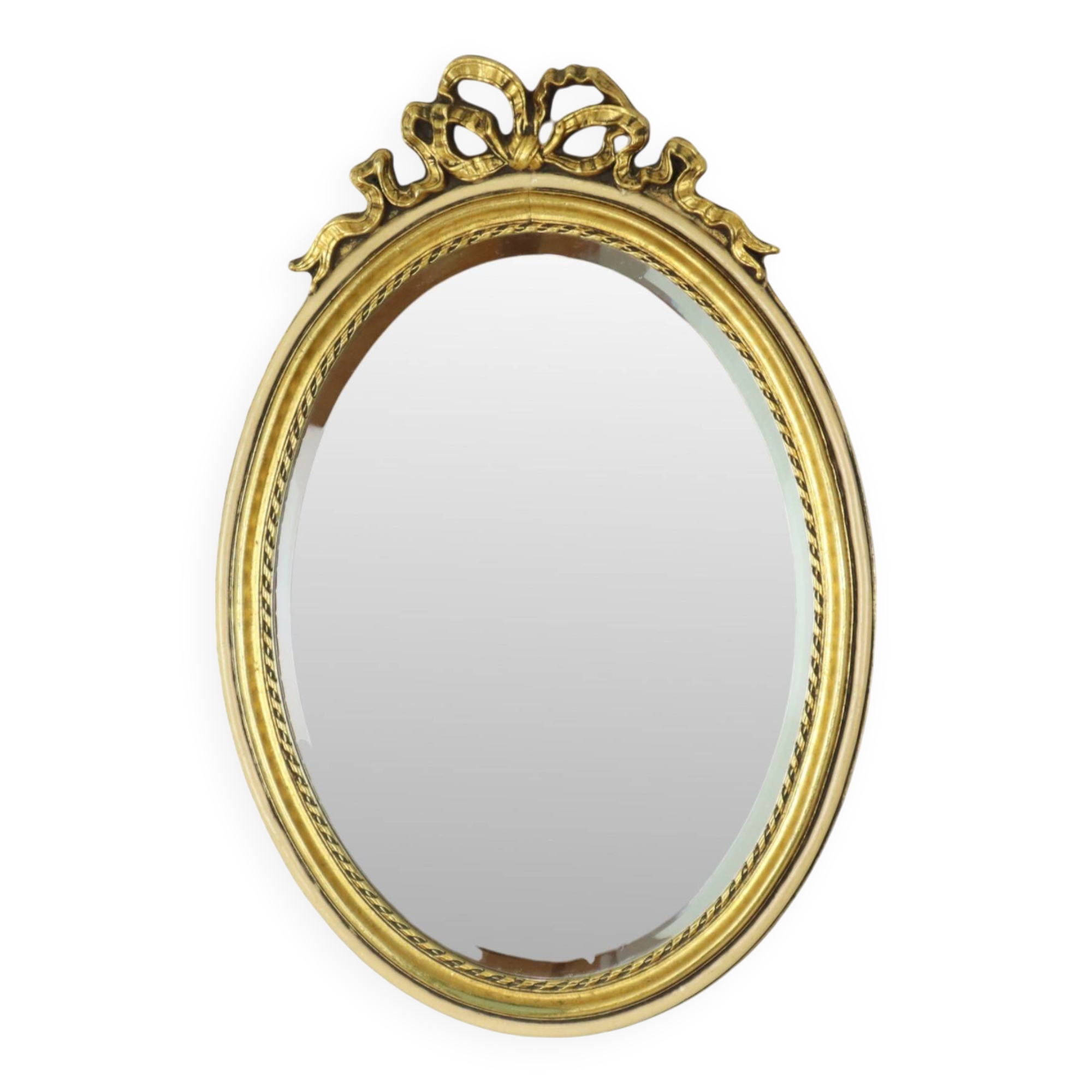 Oval Gold Leaf Gilded Mirror Classic Facet France 52cm
