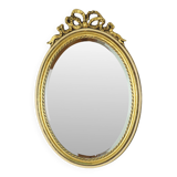 Oval Gold Leaf Gilded Mirror Classic Facet France 52cm