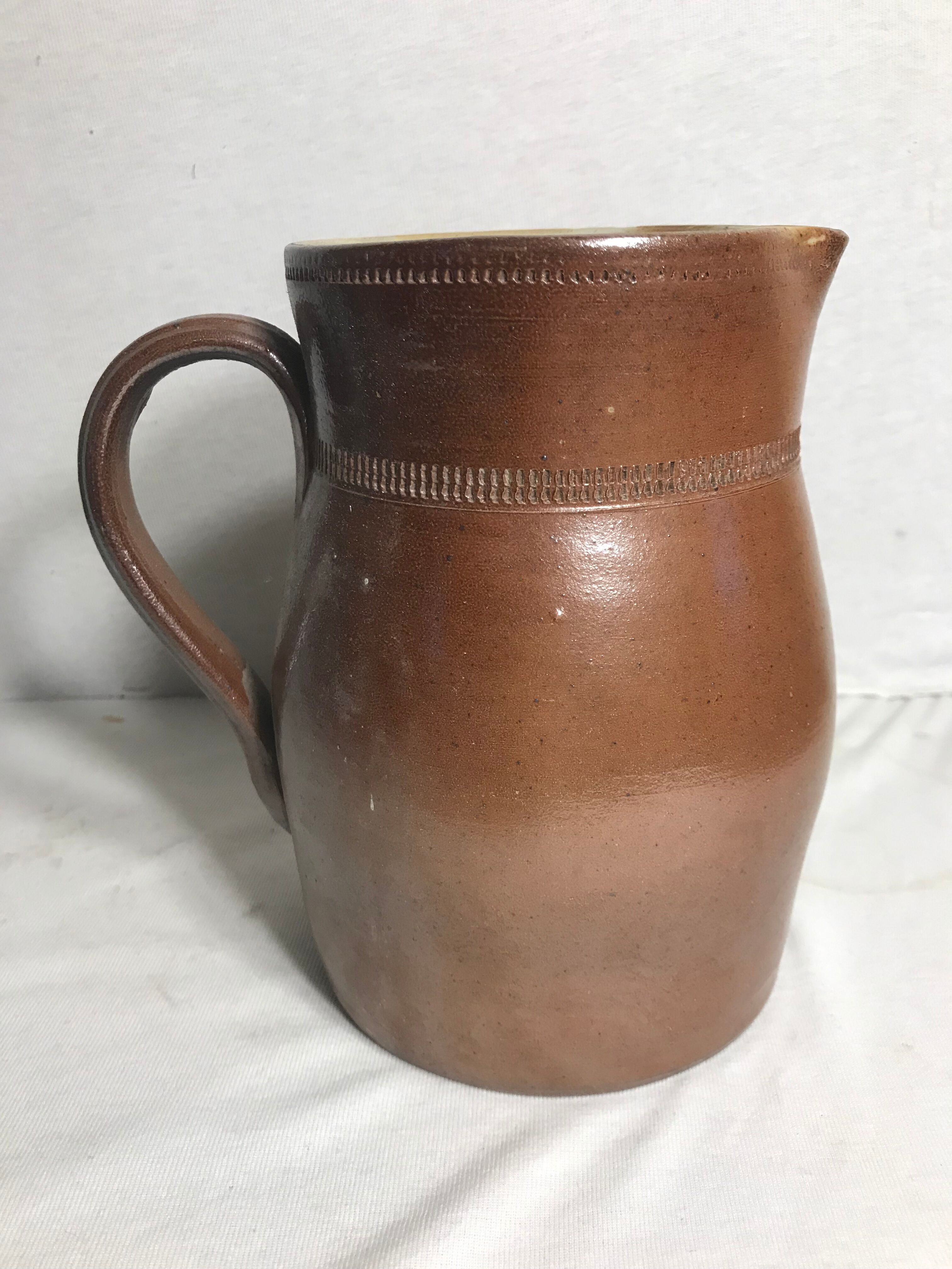 Former ceramics pitcher marron int white years 60 art de la table vintage