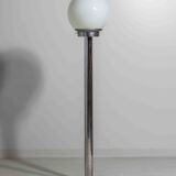 Chrome floor lamp with large opaline globe, Italy 1970s