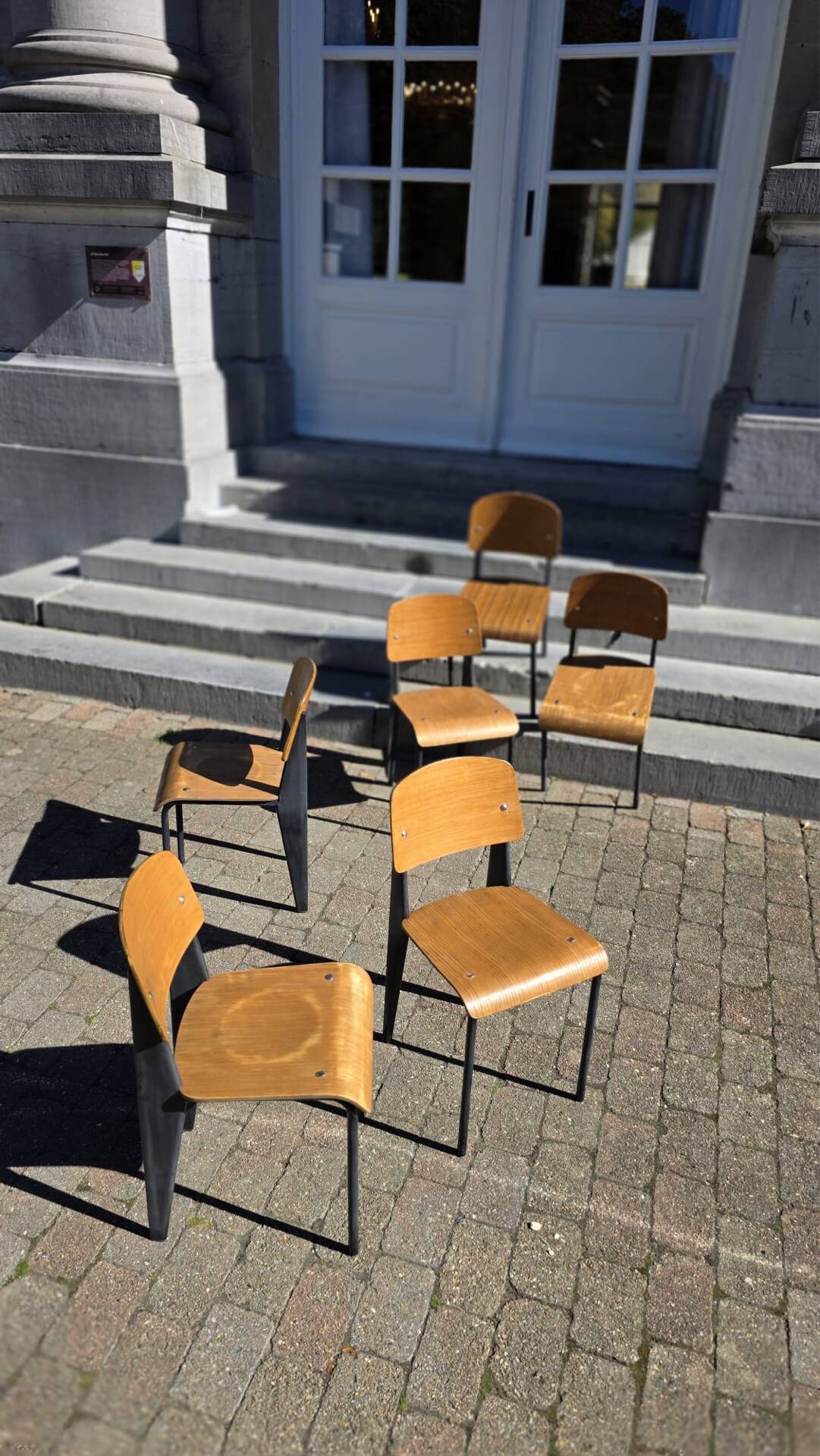 Set of 6 Métropole chairs no. 305 numbered by Jean Prouvé.