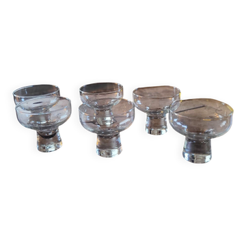 6 coupes modernistes en verre massif (années 70)