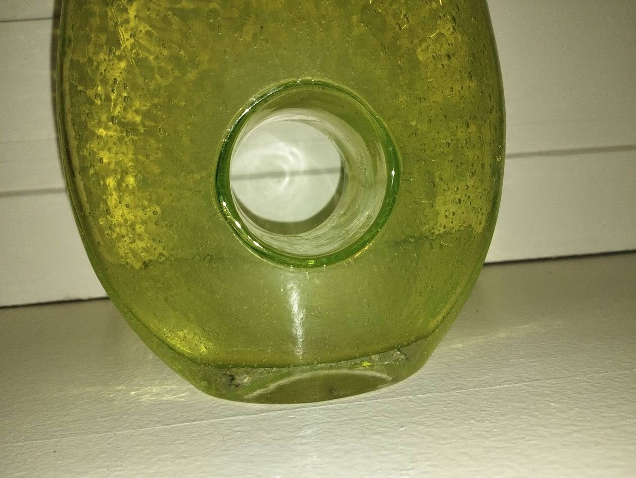 Chartreuse green blown glass vase – vintage handcrafted piece