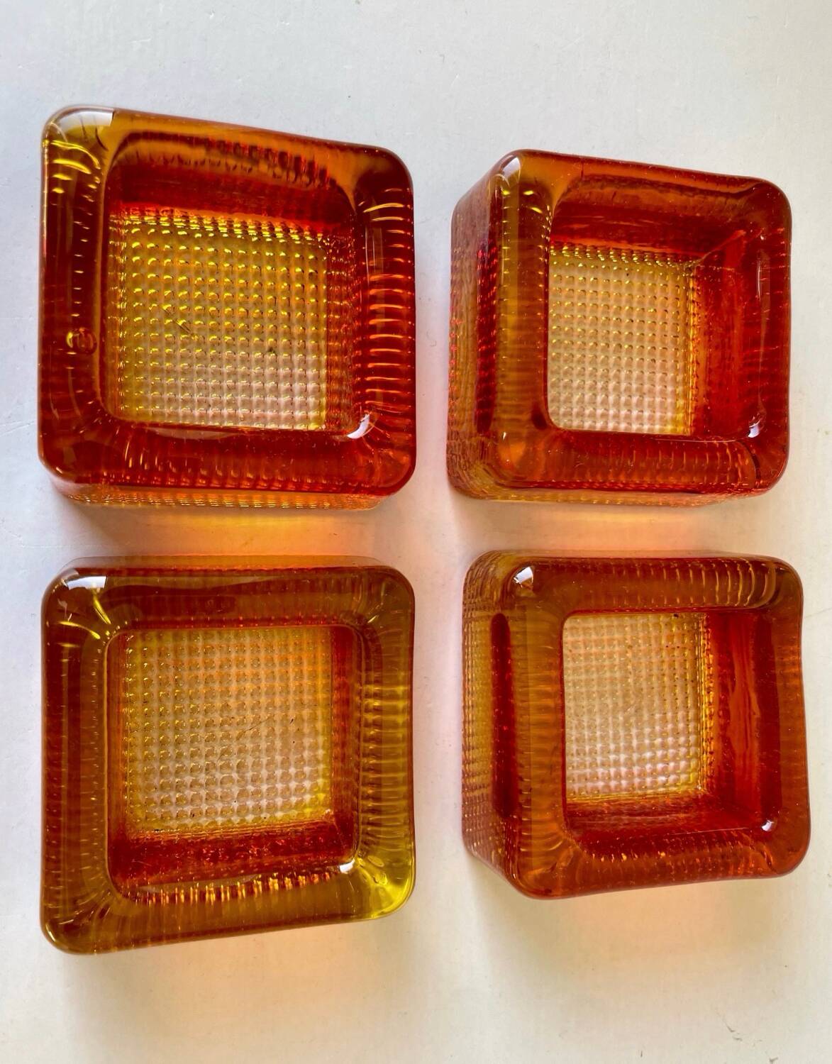 Swedish Design lot of 4 glass vintage ashtrays 1960's