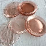 12 transparent pink vintage plates