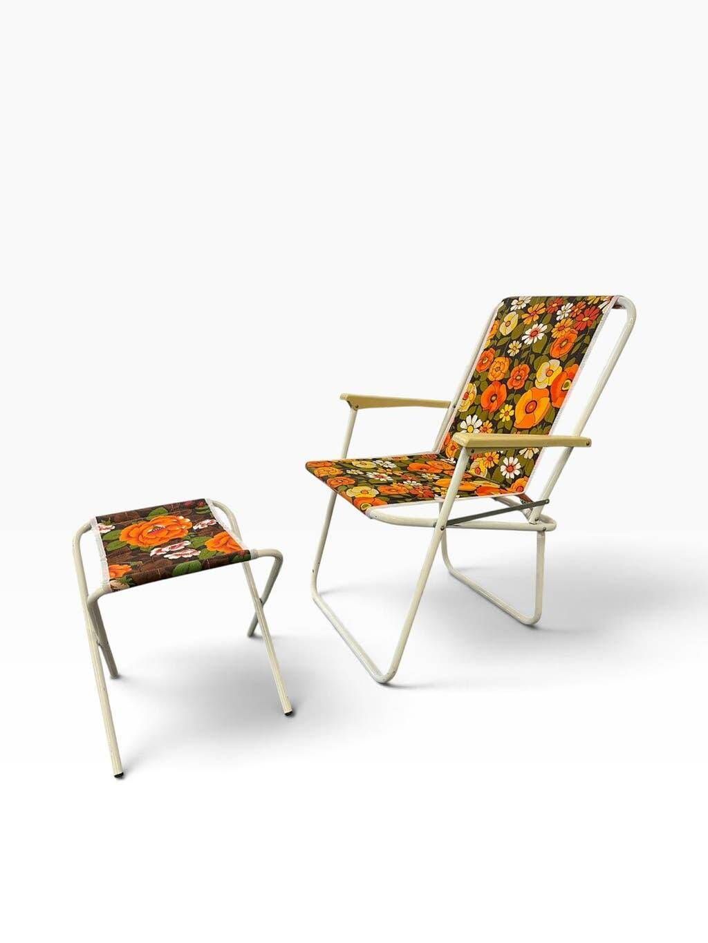Vintage orange folding beach/camping chair