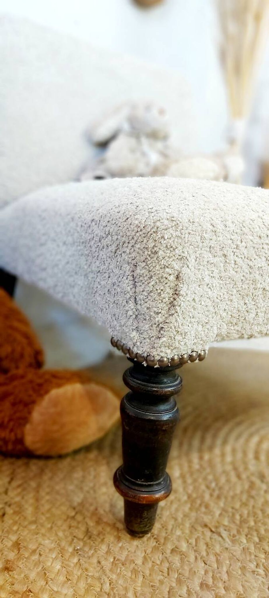 Fauteuil chauffeuse tissu bouclettes