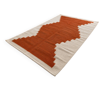 Tapis kilim égyptien fait main 120x180 cm – Terracotta et écru