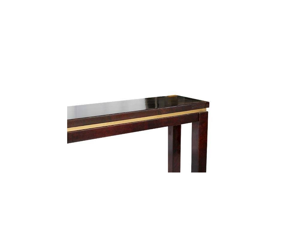 Console table in goat skin by Aldo Tura, Italy, 1970s