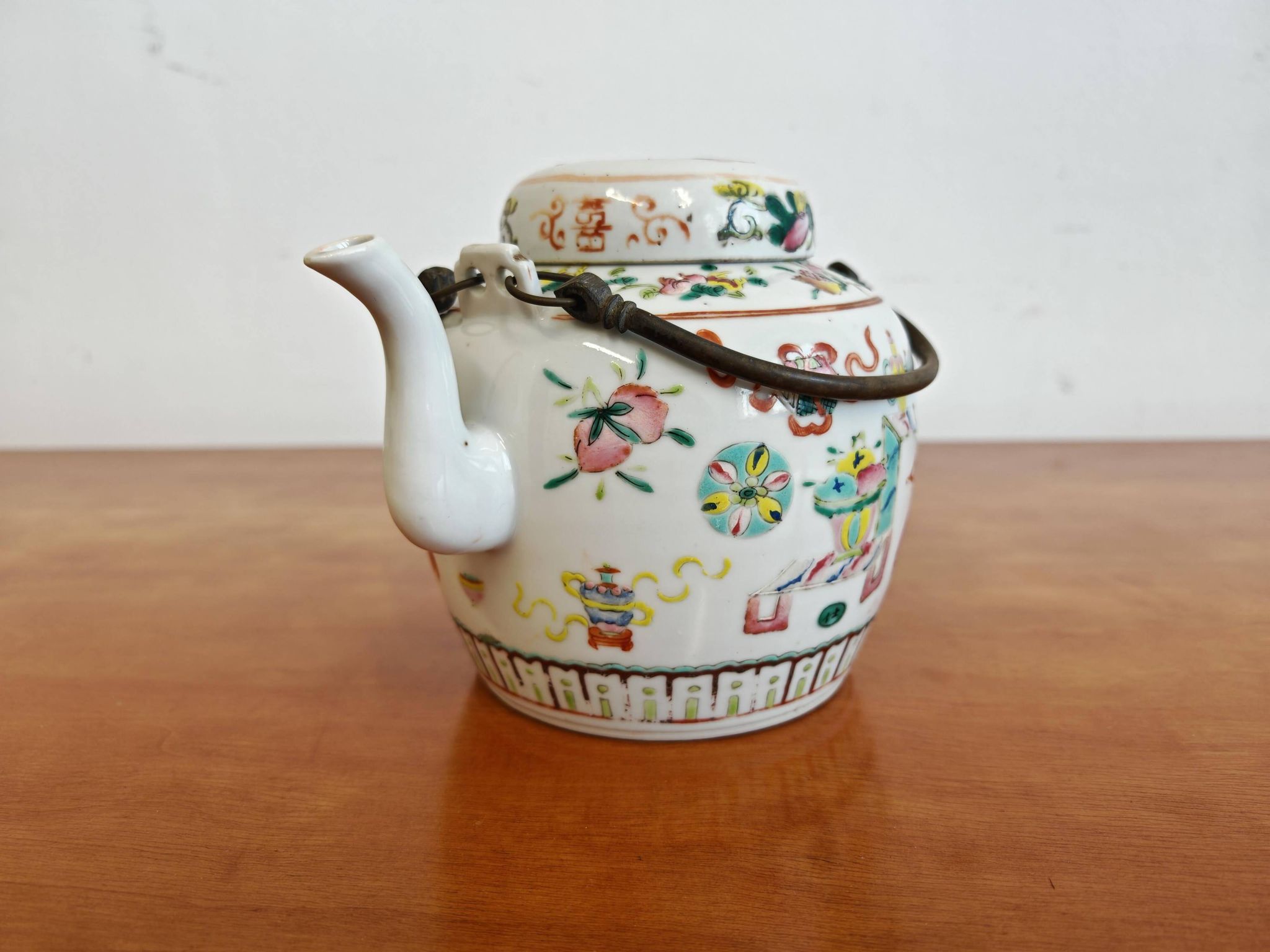 Antique porcelain teapot hand-painted, 1920s