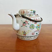 Antique porcelain teapot hand-painted, 1920s
