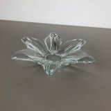 Large French Floral Crystal Glass Shell Bowl by Art Vannes, France, 1970s