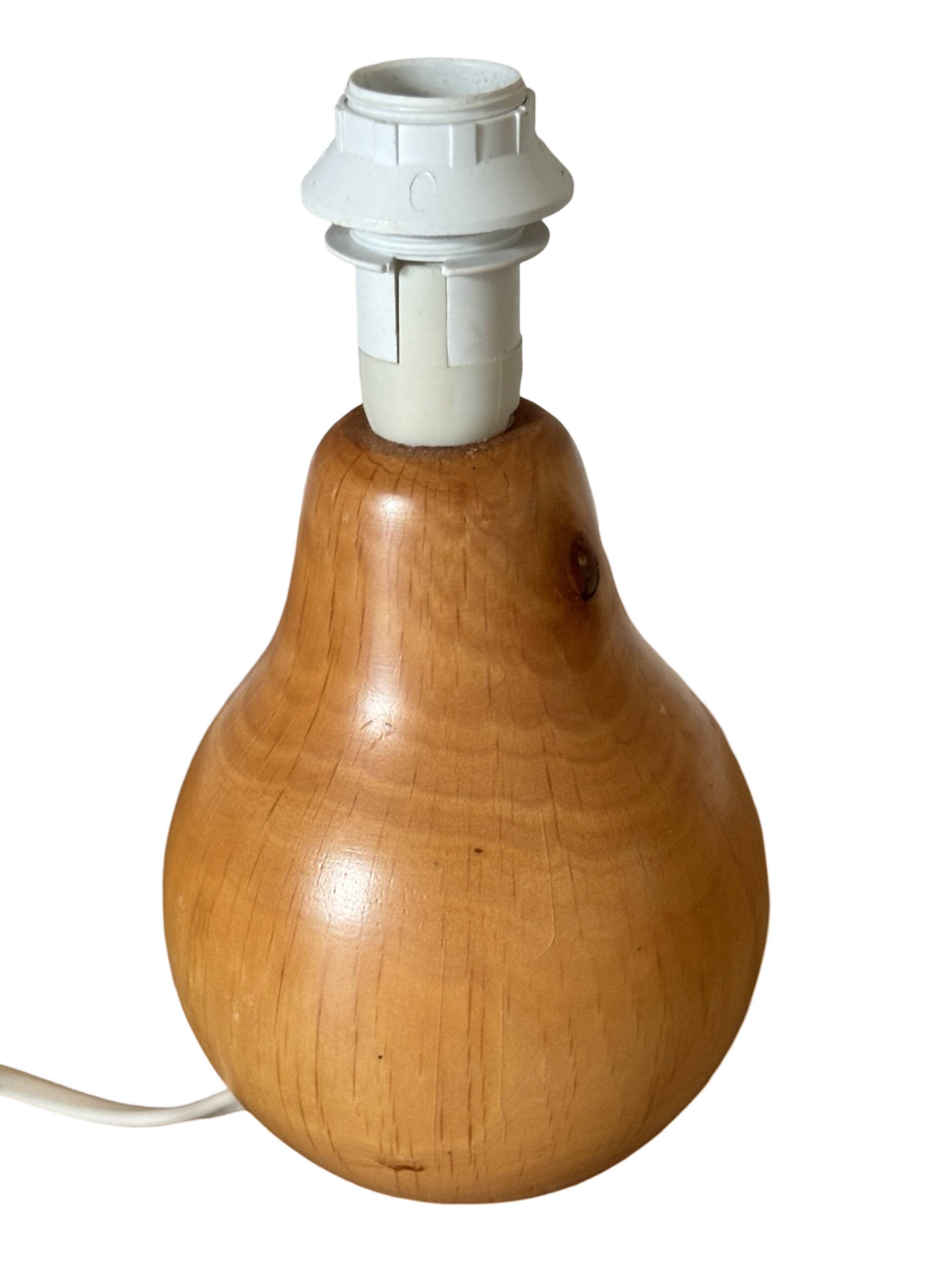 vintage wooden lamp small model with fabric shade 80's design