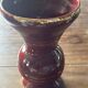 Ringed ceramic vase from Louviers, red and gold, 1950s