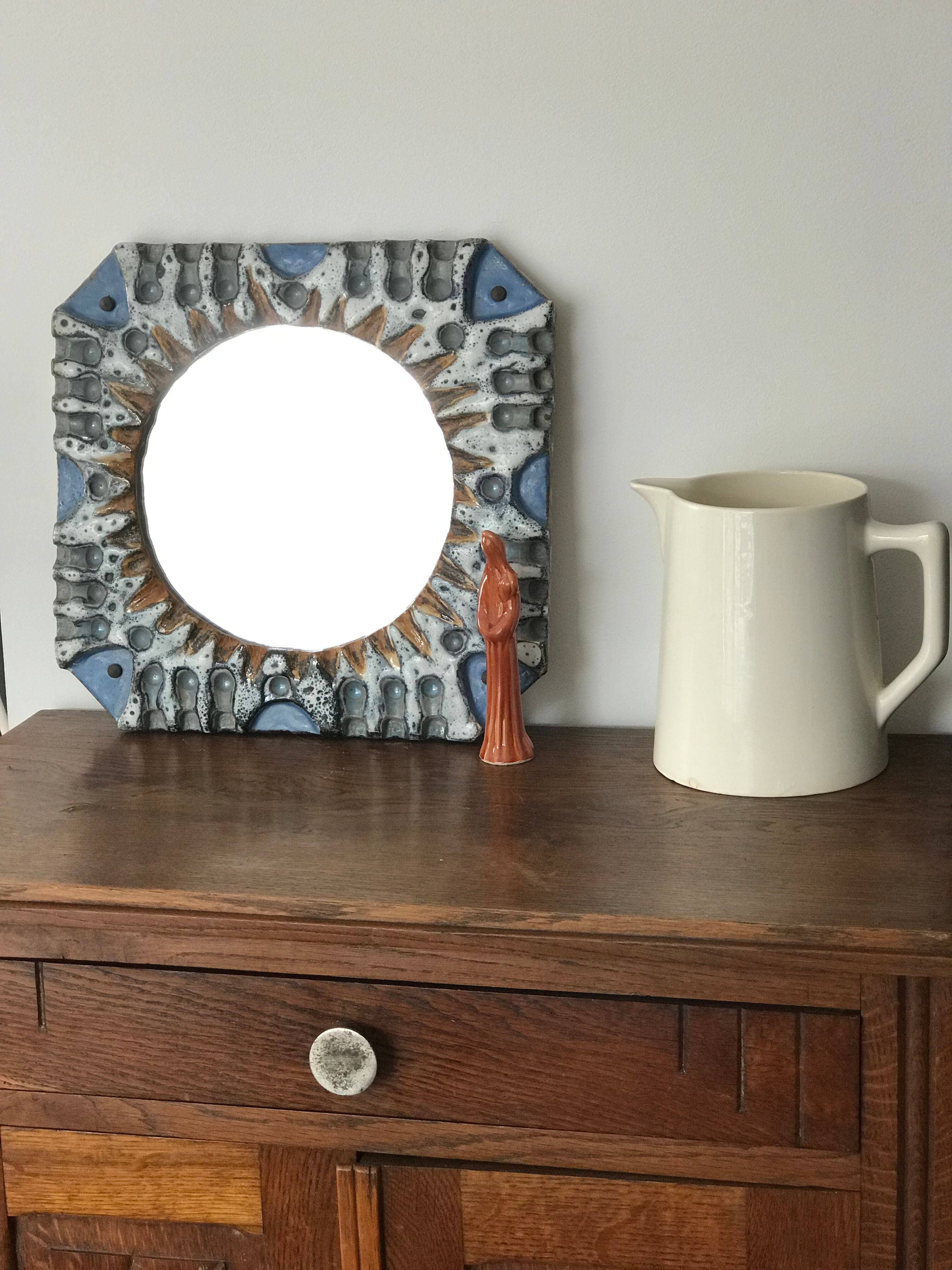 Vintage ceramic mirror - 41x42cm