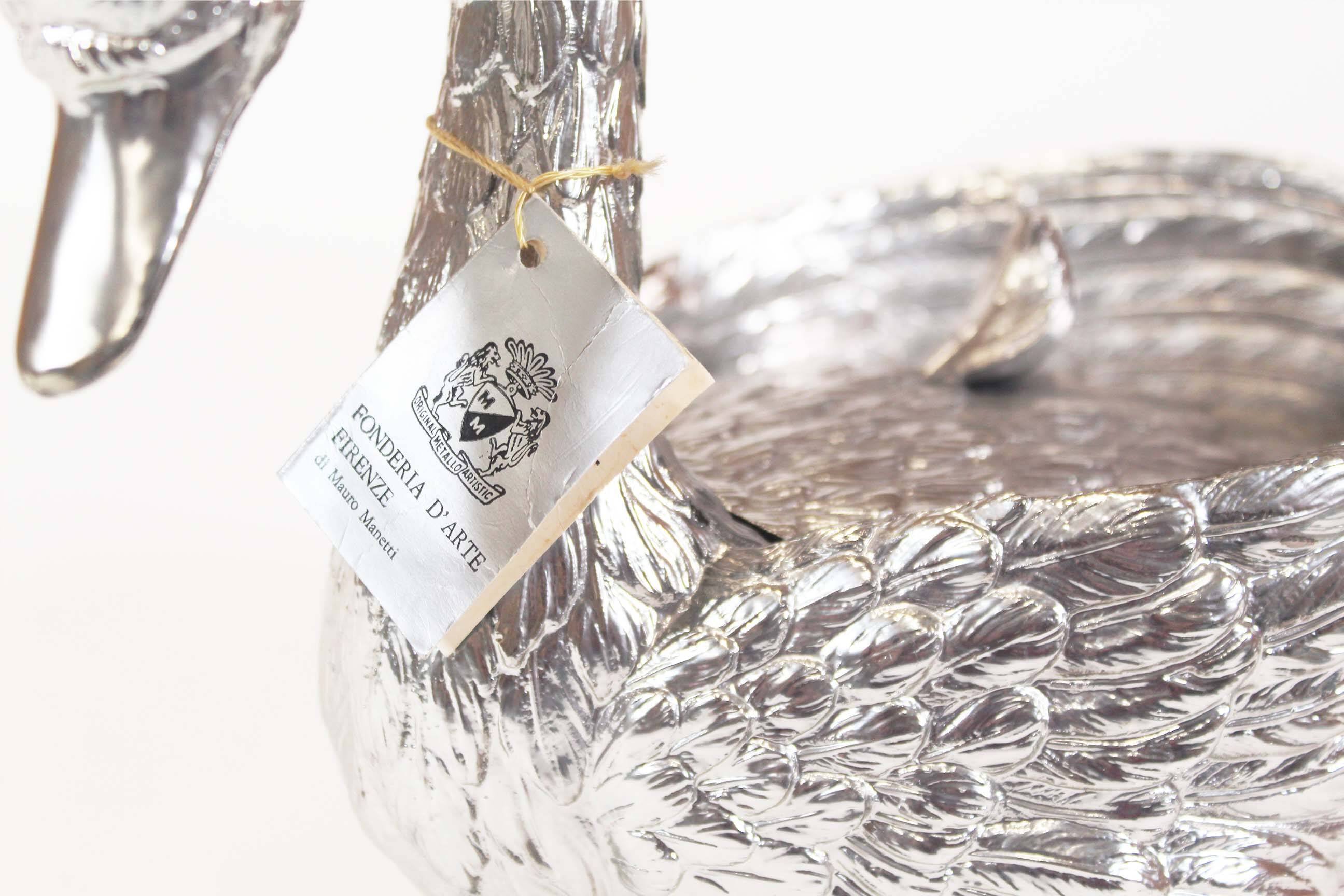 Silver Plated ‘Swan’ ice bucket by Mauro Manetti for Fonderia d’ Arte