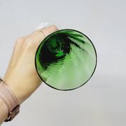 6 Champagne Flutes in Twisted Blown Glass 2 Colors Green and Amber