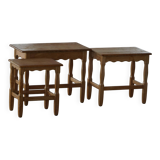 Nesting tables in oak, made by a Danish cabinetmaker, mid-century modern, 1960s.