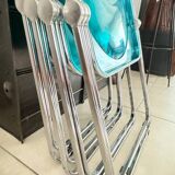 Set of 4 Castelli blue Plia folding chairs