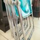 Set of 4 blue Plia folding chairs by Castelli