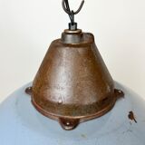Industrial Grey Enamel and Cast Iron Pendant Light, 1960s