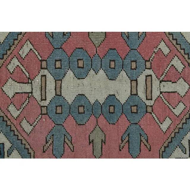 1970s Vintage Turkish Handmade Wool & Cotton Pink Area Rug 172x263