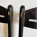 Paire de chaises noires + simili blanc