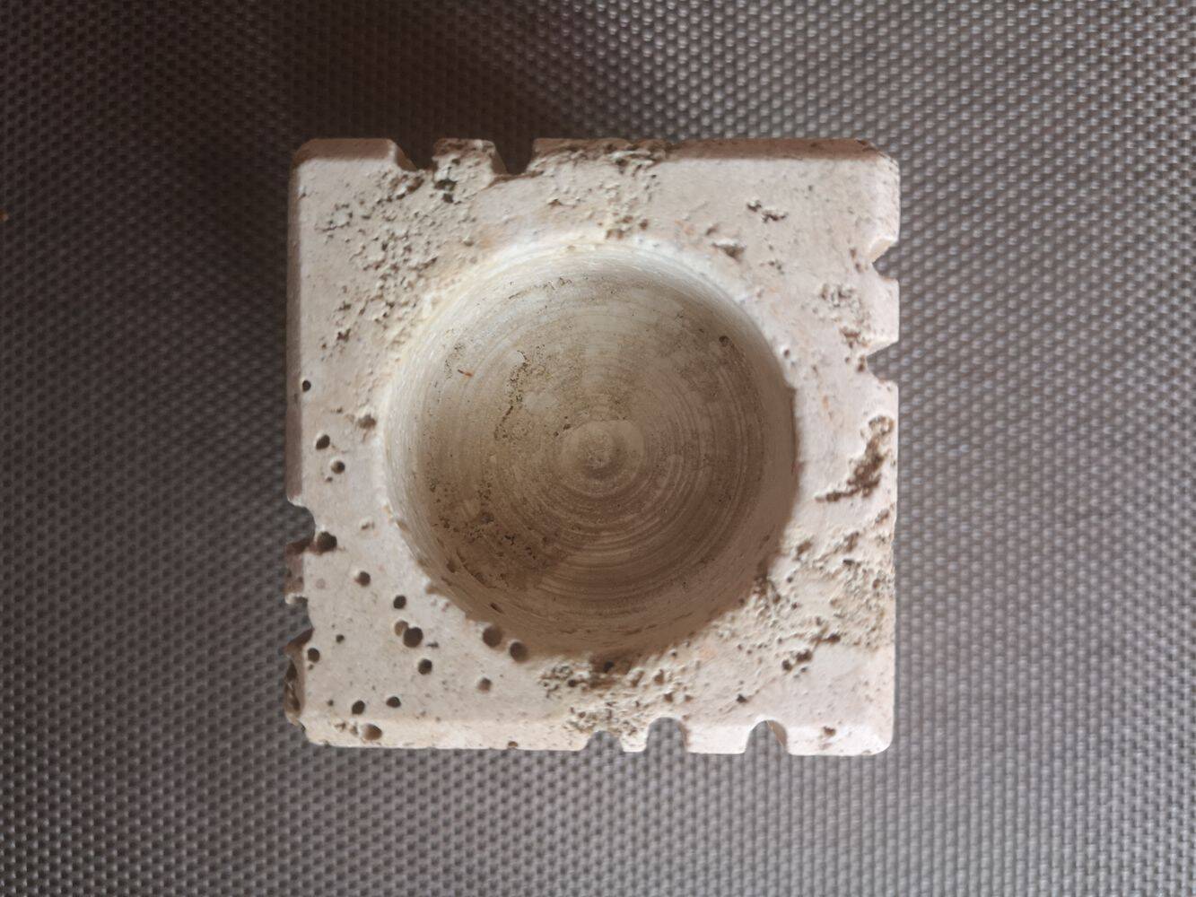 Travertine candlestick/photophore - 1960s/1970s - Cerri Nestore or Fratelli Mannelli