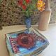 Dish on feet or storage compartment in enameled stoneware signed gerard tridot france