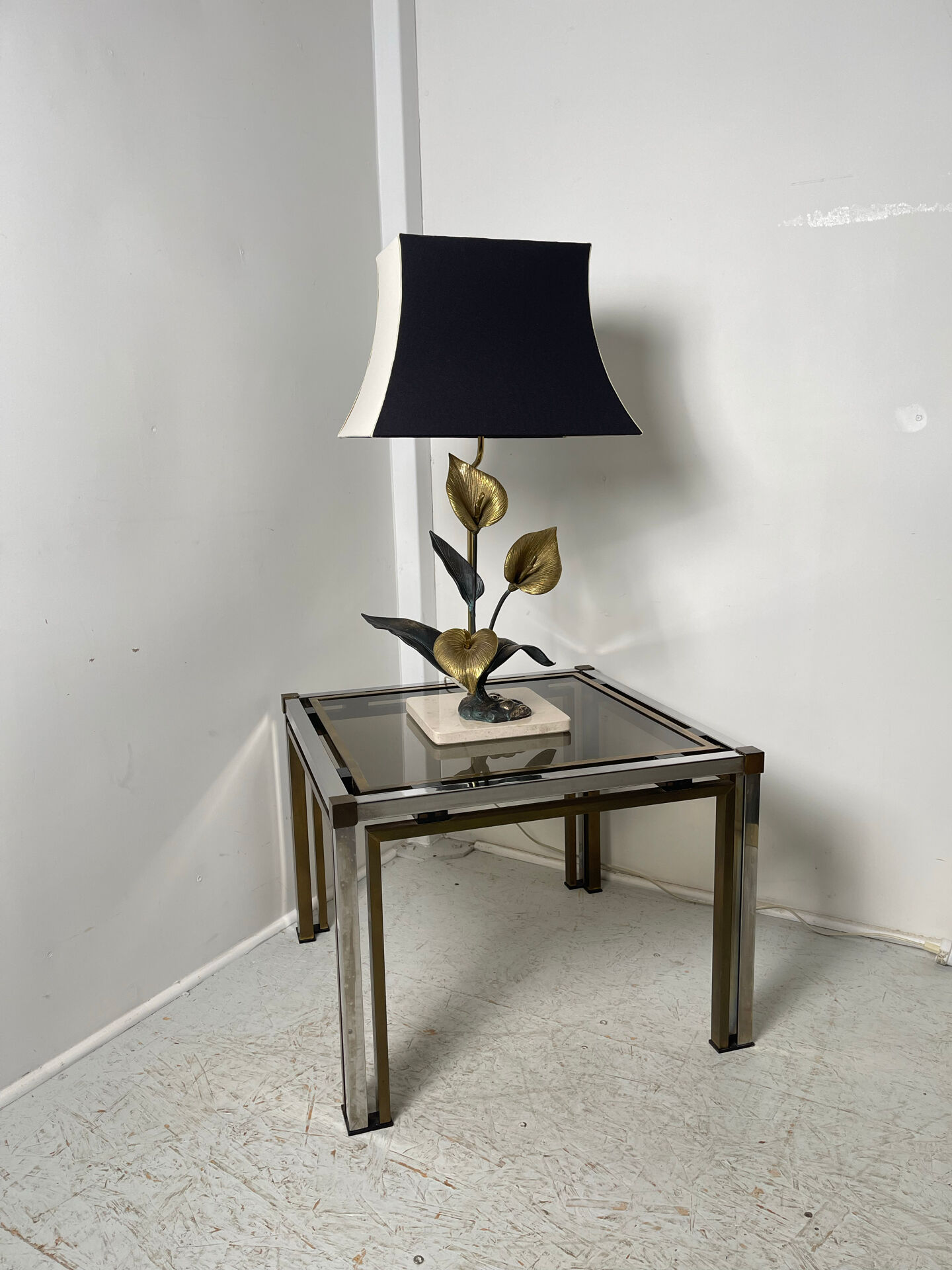 Lampe florale bronze 1970