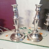 Large pair of candlesticks / candlesticks 3 lights in silver met.t.