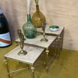 Brass and marble trundle table
