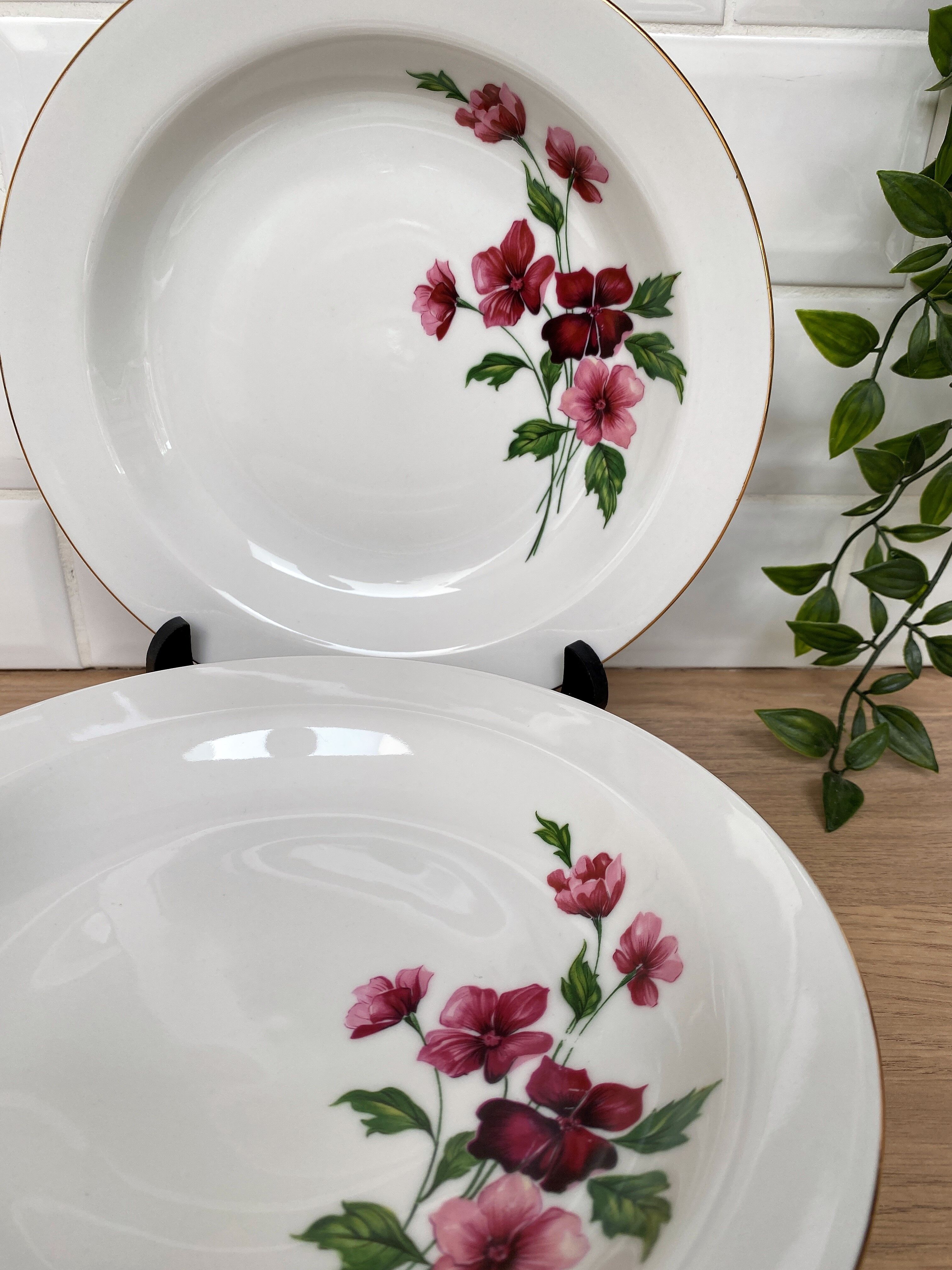 Set of 5 hollow porcelain plates