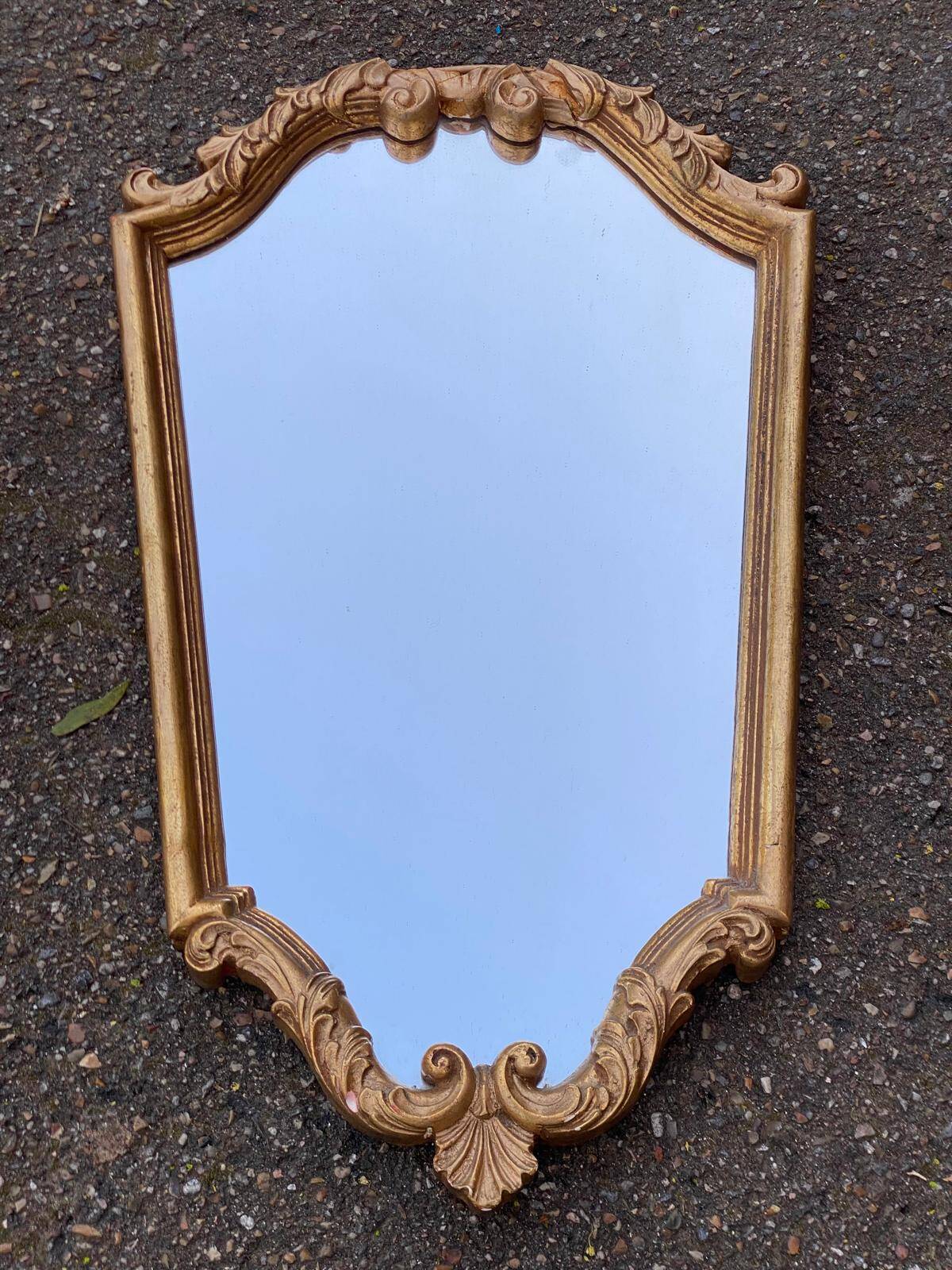 Baroque gold leaf mirror in Louis XV style 62x38cm