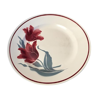 Old earthenware cake dish from the BADONVILLER France brand, "Tulips" model