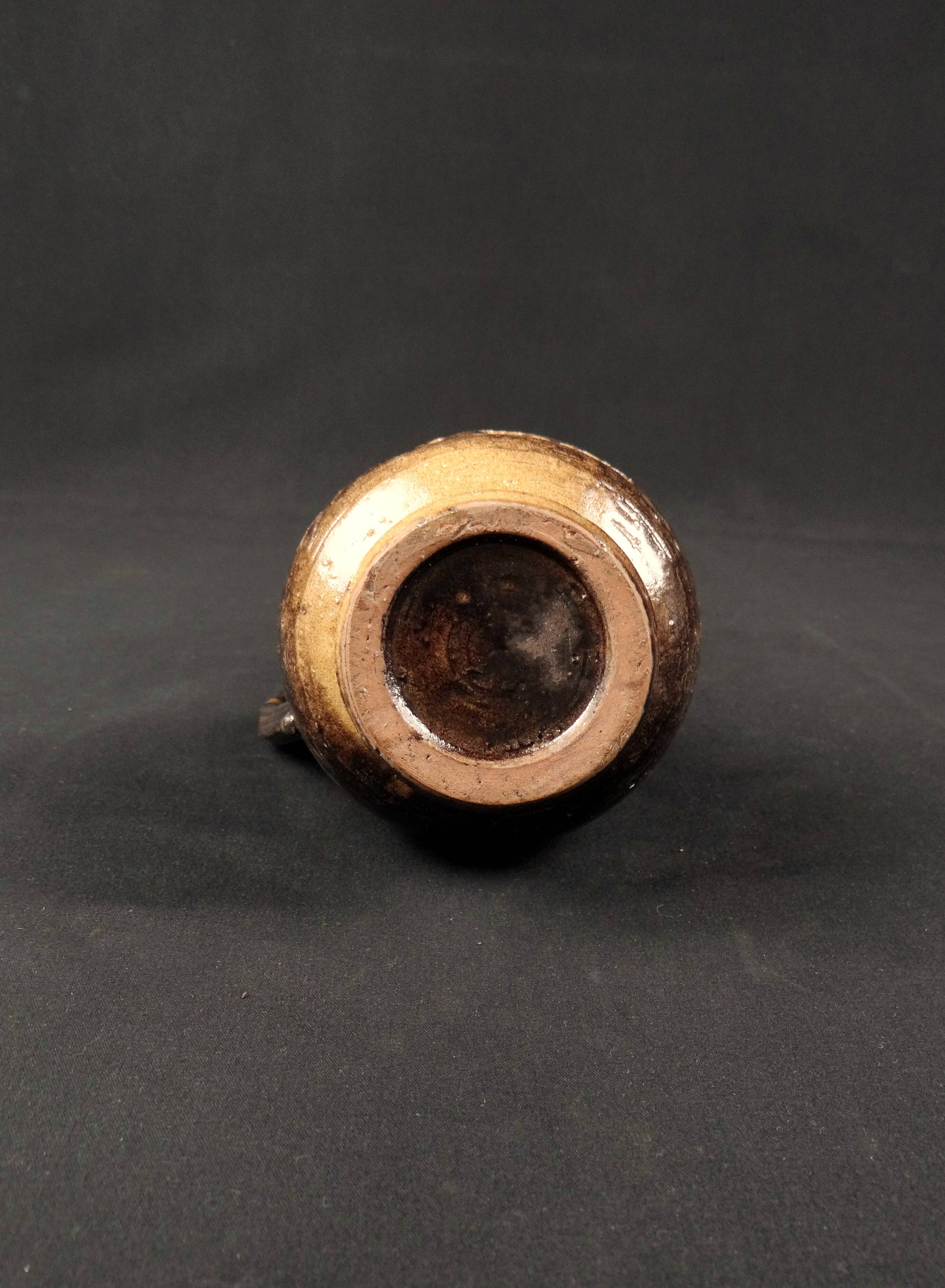 Vintage 1970s ceramic pitcher signed Jean Marais with chamotte glaze