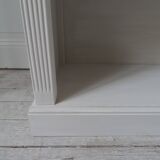 Re-enchanted bookcase in pearl gray, light oak waxed top.