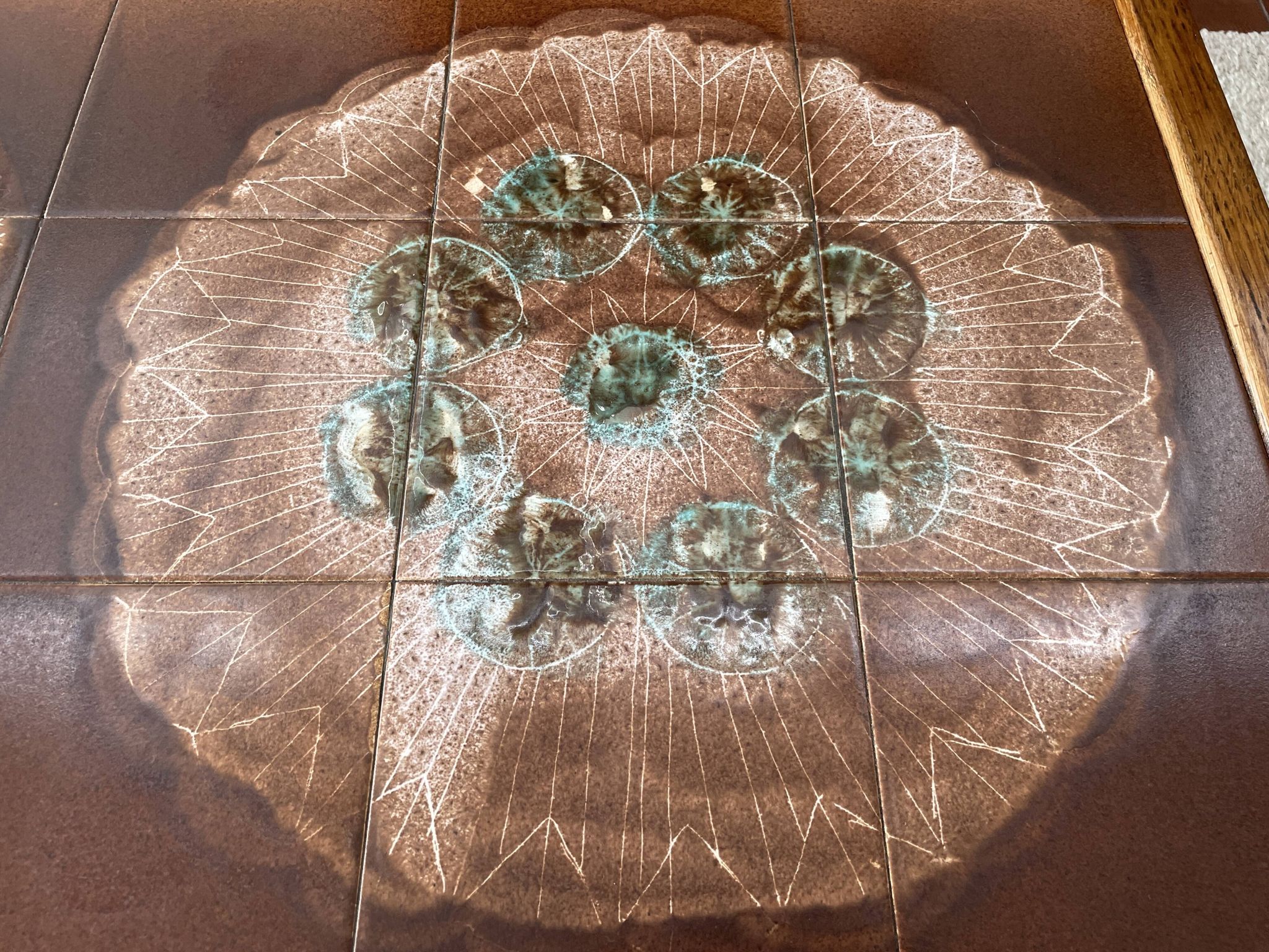 Coffee table in wood and ceramic attributed to Juliette Belarti alias Julien de Covemaeker