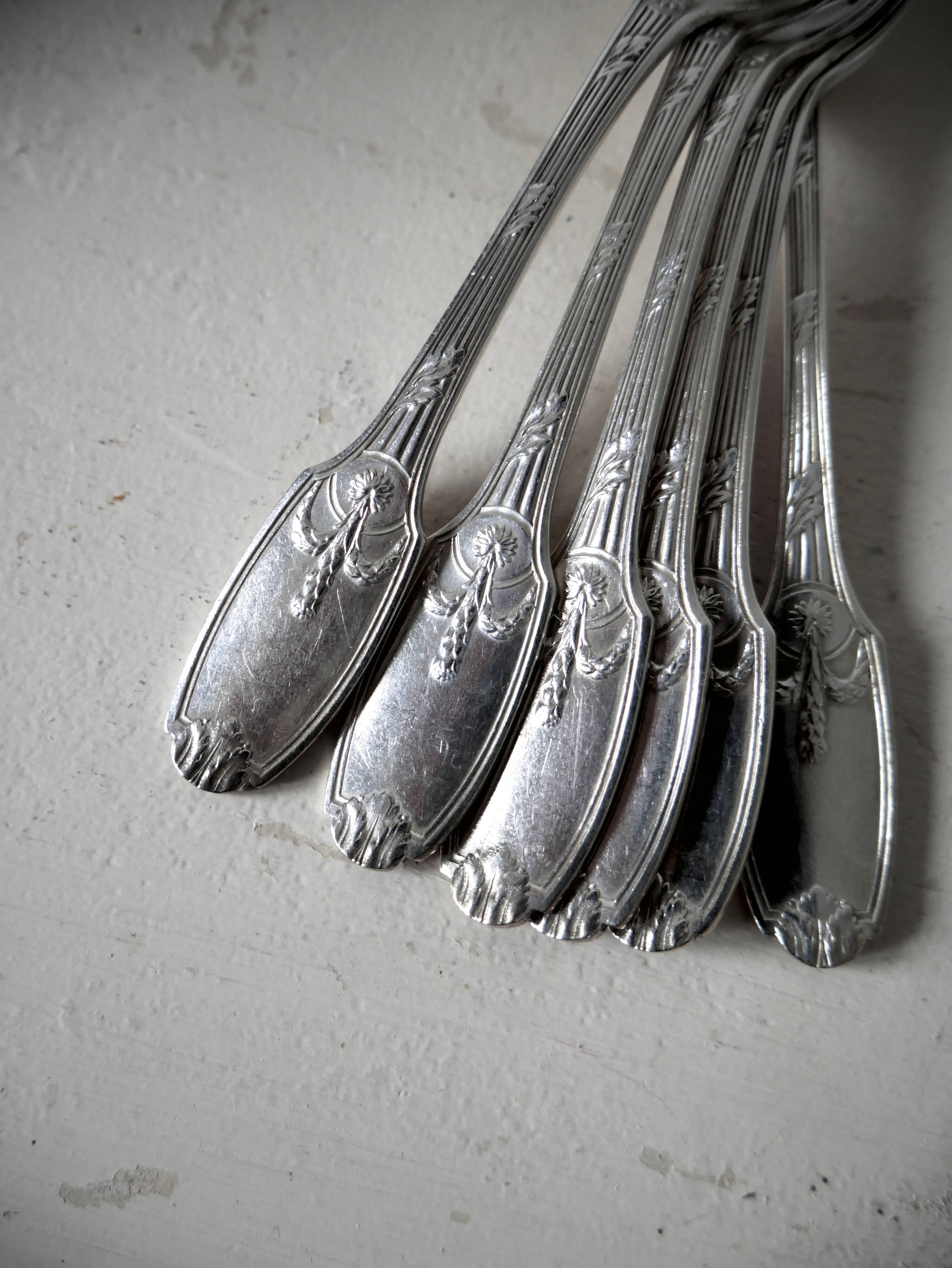 Lot of 6 small silver spoons Christofle