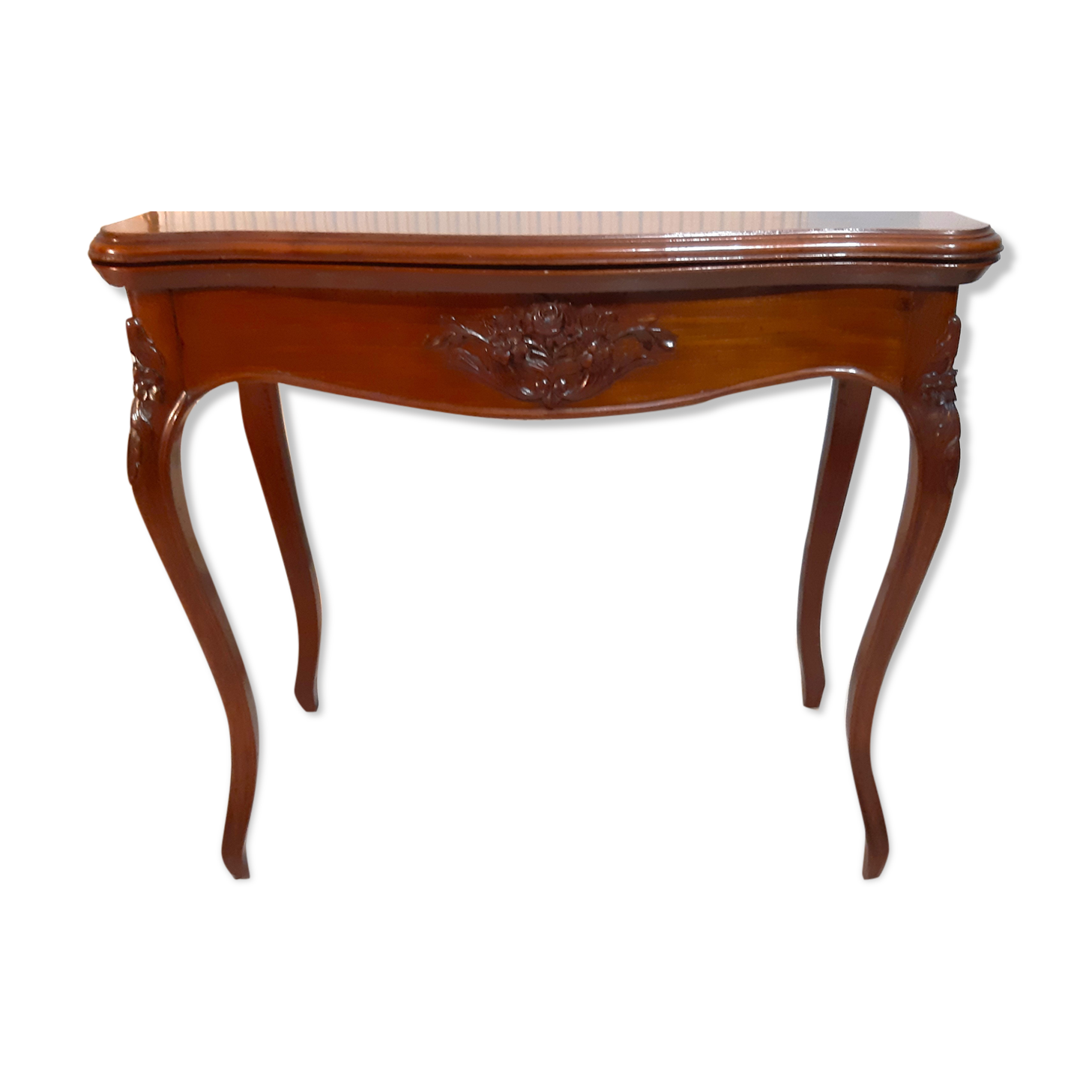 Console, table of games style Louis XV late nineteenth in mahogany