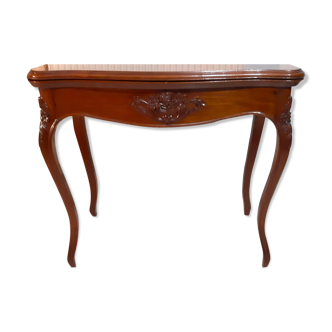 Console, table de jeux style Louis XV fin XIXème en acajou