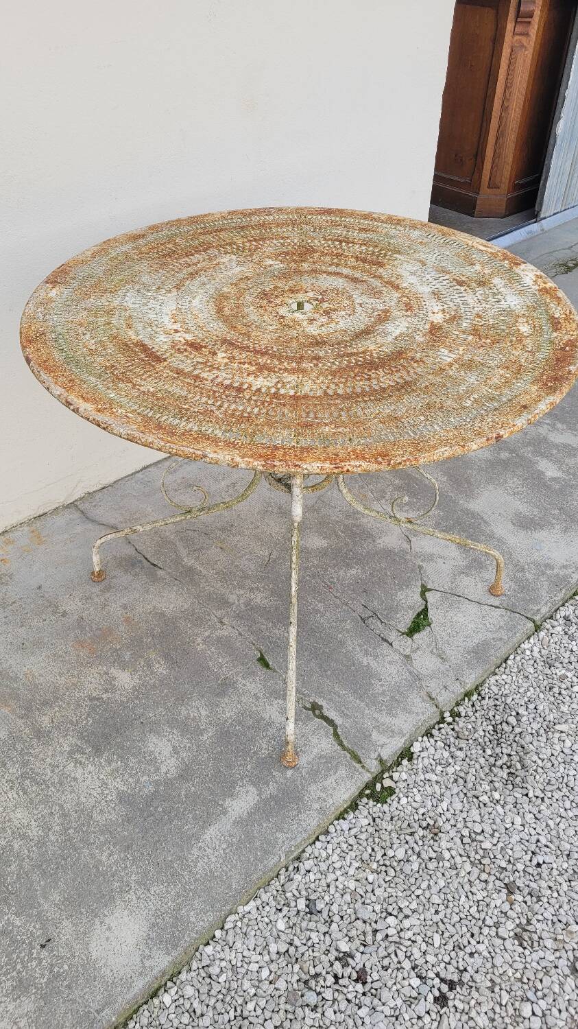 Round Wrought Iron Garden Table 1900s